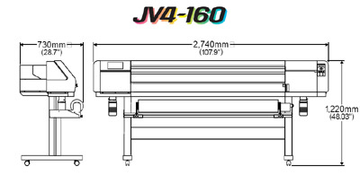 Mimaki JV4-160 Printer Dimensions